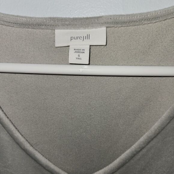 J Jill S Dress Pure Jill Gray Velour A Line Swing V Neck Long Sleeve Tall - Picture 2 of 5